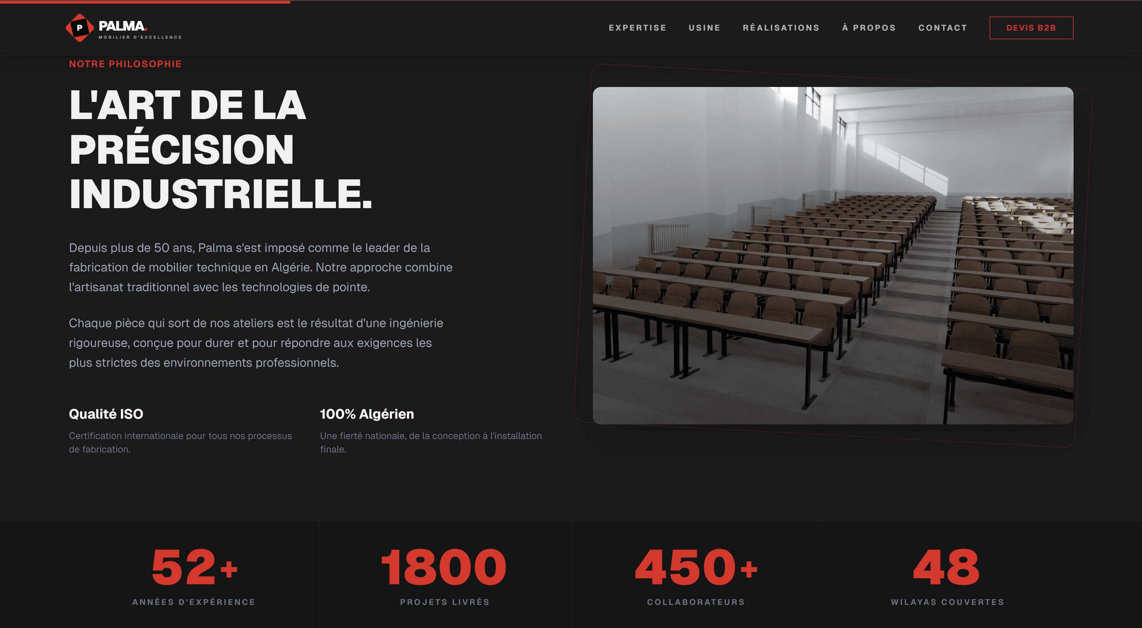 Second landing section for Palma Meuble with additional product storytelling.